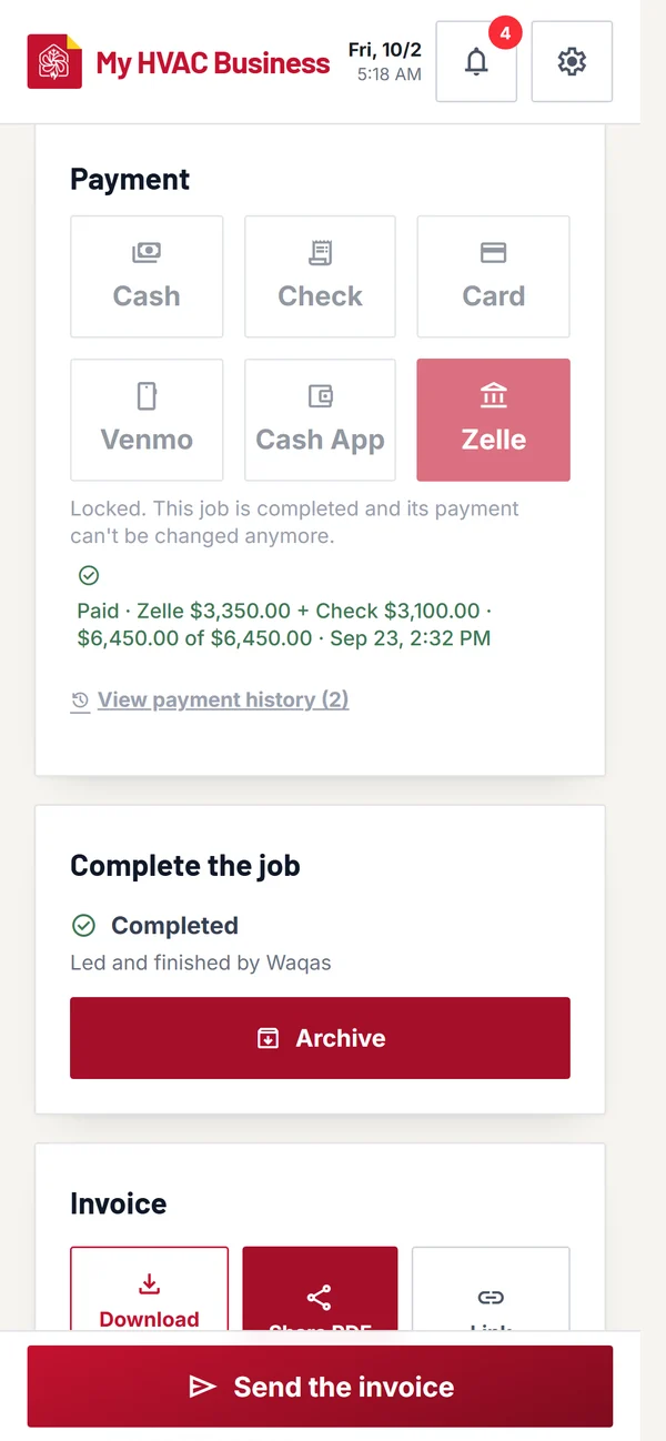 Formas de pago: efectivo, cheque, Venmo, Cash App, Zelle